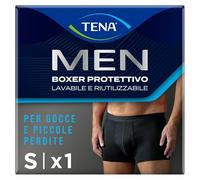 TENA Men Boxer Protettivi Lavabili e Riutilizzabili, Nero, Taglia S | Per Gocce e Perdite Urinarie Leggere, Rapido Assorbimento, Intimo Assorbente per Uomo