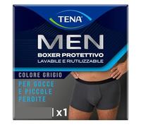 TENA Men Boxer Protettivi Lavabili e Riutilizzabili, Studiati per Gocce e Perdite Urinarie Leggere, Boxer Assorbenti per Uomo a Rapido Assorbimento, Colore Grigio, Taglia XL
