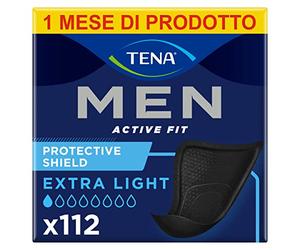 TENA MEN Protective Shield Pacco Scorta Mensile - Scudi protettivi per perdite urinarie maschili, discreti e confortevoli, Level 0, 8 conf. x 14 scudi