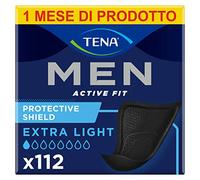 TENA MEN Scudi Protettivi Level 0, Pacco Scorta Mensile, 112 Pezzi | Per Perdite Urinarie Maschili, Discreti e Confortevoli, 8 Confezioni da 14 Scudi