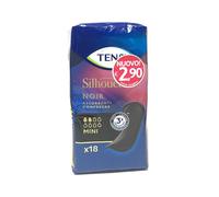 Tena Silhouette Noir Mini - Assorbenti monouso per le perdite urinarie leggere, 18 pezzi