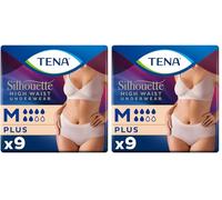 TENA Silhouette Pants, Creme, Vita Alta, Taglia M, Plus, 9 Mutandine assorbenti (Confezione da 2)