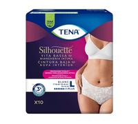 Tena Silhouette Plus Taglia L Vita Alta Mutande Assorbenti Confezione 10 Pezzi Bianco