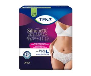 Tena Silhouette Plus Taglia L Vita Alta Mutande Assorbenti Confezione 10 Pezzi Bianco