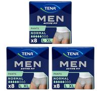 Tena - Tena Men Active Fit Grigio Mutandine Assorbenti Uomo Misura L/XL 8 Pezzi - 984825479 (Confezione da 3)