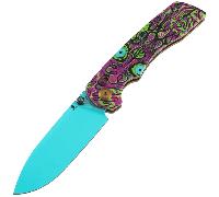 Tenable Kryo Light Blue Coated 14C28N Jade G10 with Purple Undead Print T1001V9