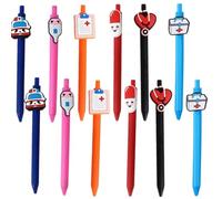 TenaLucy 12 Pezzi Penna Dell'infermiera,Penna a Sfera da Infermiera Simpatico Set di Penne da Infermiera Carine Accessori per Il Lavoro Penne Gel Nere da Infermiera Gadget per Infermiere Regalo(0.5mm)