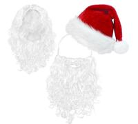 TenaLucy 3 Pezzi Parrucca Uomo, Babbo Natale Parrucca Bianca, Vestito Babbo Natale Uomo Baffi Finti, Babbos Natales Barba Finta Uomos per Feste di Natales Balli in Maschera Cosplay Feste in Maschera