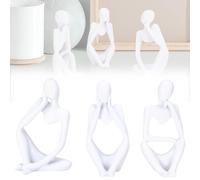 TenaLucy 3 Pezzi Statua Del Pensatore,Statua Astratta in Resina Statuette Decorative Casa Lettura Pensatore Statua Pensatore Resina Set di Statue Statuette Decorative Pensatore （Bianco）