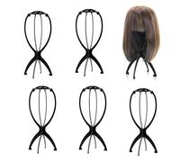 TenaLucy 5 Pezzi Supporto per Parrucca Pieghevole,Supporto per Parrucca Resistente Supporto per Cappelli in Plastica Testa Della Parrucca Porta Parrucca da Parete Portatile Viaggio Disponibile（Nero