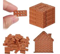 TenaLucy 50 Pezzi Mattoni in Miniatura,Mini Modello di Mattoni Mini Modello di Mattoni Rossa Mini Mattoni di Costruzione per Micro Paesaggio,Fai Da Te Casa Delle Bambole in Mattoni Diorama