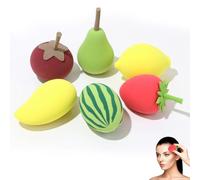 TenaLucy 6 Pezzi, Serie Frutta Spugnette Trucco Make up Ottimo, Beauty Blender, Applicator di Spugna per Fondotinta e Correttore, Puff Cipria in 6 Forme Per Soddisfare Le Vostre Esigenze
