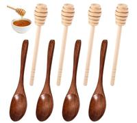 TenaLucy 8 Pezzi Cucchiaio per Miele, Bastoncini Legno pere Cucchiaio Miele in Legno, Bastoncini di Mielo a Spirale, Cucchiaios Mielo in Legnos, Dosatore Miela e Spargimiele per Vasi Miela Caffè Tè