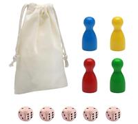 TenaLucy 80 Pezzi Pedine Gioco Tavolo, Pedine Multicolori con 5 Pezzi Dadi, Figure Gioco In Legno per Giochi Da Tavolo, per Feste Di Compleanno, Campeggio e Riunioni Di Famiglia