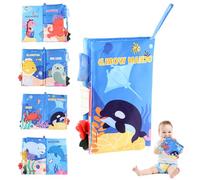 TenaLucy Libri di Stoffa per Neonati,Libro Sensoriale Neonati Libri Neonati Morbidi Libri Sensoriali Giochi Neonato Giochi da Passeggino Libro Tattile,Regalo (Oceano)