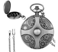 TenaLucy Mini Set di Dadi DND,Set di Dadi Mini DND 7 Dadi in Metallo Poliedrico dnd con Steampunk Gear Orologio da Tasca Conchiglia(Argento Scuro)