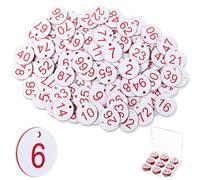Tenare 100 Etichette Numerate in Plastica Gettoni con Numeri 1-100 Piccole Targhette Identificative Impermeabili con Foro per Guardaroba Hotel Bagagli, Senza Anelli Portachiavi (Bianco, Rosso)