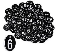 Tenare 100 Etichette Numerate in Plastica Nera Gettoni con Numeri 1-100 Piccole Targhette Identificative Impermeabili con Foro per Ristorante Guardaroba Hotel Bagagli Club, Senza Anelli Portachiavi