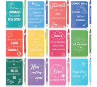 Tenare 12 Set Regali di Ringraziamento per Colleghi 12 Piccoli Quaderni con Frasi Motivazionali Mini Taccuini Tascabili 12 Penne a Sfera Ispiratrici per Appunti Scuola Ufficio Laurea(Colorati)