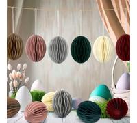 Tenare 24 Ornamenti di Uova di Pasqua a Nido d'Ape da Appendere Centrotavola di Uova di Carta 3D Pompon per Ghirlanda Festa di Compleanno Decorazioni Pasquali a Tema Coniglietto (Colori Assortiti)