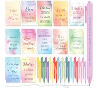 Tenare 24 Set Regali di Ringraziamento per Colleghi Natale 24 Piccoli Quaderni con Frasi Motivazionali Mini Taccuini Tascabili 24 Penne Sfera Ispiratrici per Appunti Scuola Ufficio Laurea(Acquerello)