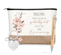 Tenare 3 Pezzi Regali Addio e Ringraziamento per Colleghi Dipendenti Trousse Cosmetici con Frase Penna a Sfera Portachiavi(Manchmal VERGISST DU DASS DU großartig bist)