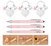 Tenare 3 Set Regali per Amici Includono 3 Portachiavi Amicizia 3 Penne a Sfera Rosa 3 Buste con Fiori Secchi Regalini Idee per Donna Migliore Amica del Cuore Sorelle Festa Compleanno Natale Laurea