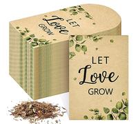 Tenare 50 Buste di Semi Piccole con Scritta Let Love Grow e Eucalipto Non Includono Semi Bomboniere per Ospiti Sacchetti per Semi di Fiori di Campo per Festa Anniversario Matrimonio Baby Shower