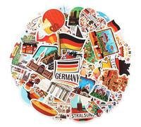 Tenare 50 Pezzi Adesivi Germania per Scrapbooking Adesivi da Viaggio Berlino Impermeabili per Scrapbooking Valigia Diario Bottiglia d'Acqua Laptop Bagaglio Chitarra Skateboard Computer (Germania)
