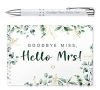 Tenare Libro degli Ospiti Matrimonio Goodbye Miss Hello Mrs Penna Ricordo Album per Addio al Nubilato Libro Botanico Vegetale Regali Team Bride Libro di Consigli con Penna per Addio al Nubilato