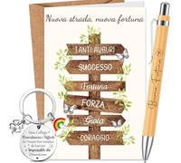 Tenare Regali per Collega Che Cambia Lavoro, Buona Fortuna Collega, Biglietto Collega Che Va Via Portachiavi Biglietto Auguri Pensione Biglietto Fine Lavoro Laurea Natale con Busta Penna