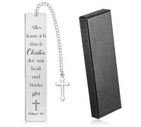 Tenare Segnalibro Cristiano con Versetto Biblico e Pendente a Croce Segnalibro Ispiratore con Confezione Regalo Dono Cristiano per Comunione Conferma Regalo Motivazionale per Donne Uomini (Kraft)