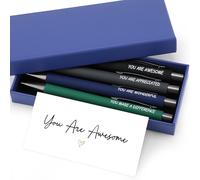 Tenare Set di 4 penne a sfera con inchiostro nero e confezione regalo con biglietti per apprezzamento, pensionamento, compleanno, Natale, insegnanti, ufficio, regali di scrittura (Morandi)
