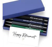 Tenare Set di 4 penne a sfera con inchiostro nero e confezione regalo con biglietti per apprezzamento, pensionamento, compleanno, Natale, insegnanti, ufficio, regali di scrittura (Morandi)
