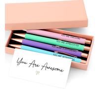 Tenare Set di 4 penne a sfera con inchiostro nero e confezione regalo con biglietti per apprezzamento, pensionamento, compleanno, Natale, insegnanti, ufficio, regali di scrittura (vivace)