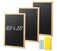Tenare Set di Lavagna Nera in Legno A4 Include 3 Lavagnette Cancellabili 1 Cancellino in Spugna e 3 Gessetti Colorati per Bambini per Disegnare Appunti Bacheca di Messaggi Casa Aula Cucina Matrimonio