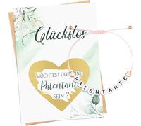 Tenare Set Regalo per Domande di Testimone Madrina e Damigella d'Onore Bracciale Elastico Biglietto Gratta e Vinci e Busta Annunci di Matrimonio e Battesimo (Willst Du Meine Patentante Sein)