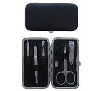 Tenartis 320 Set Manicure 6 Pezzi in Vera Pelle Nero Nappa - Made in Italy