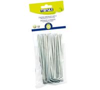 TENAX Chiodi Metallici a U, Lunghezza 15 cm (20 Pezzi) per Ancoraggio al Suolo di Teli Pacciamanti Antierbacce e Veli Protettivi per Colture, Picchetti da Giardino e Orto per Fissaggio Reti e Teli