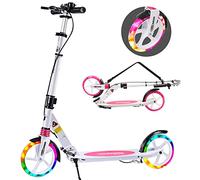 TENBOOM Kickscooter a disco in alluminio pieghevole, altezza regolabile per bambini 8 anni e risvegliati con freno a mano e campana, sistema a doppia sospensione