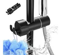 Tenbrachian Supporto Soffione Doccia, Supporto Doccia Regolabile, Porta Doccino per Doccia 18-25 mm, Supporto Doccetta con Gancio Senza Foratura Rotazione a 360° per Doccia Manuale Barra(Nero)