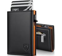 TENBST Portafoglio Uomo - Porta Tessere Uomo Ultrafine in Pelle Vera, Portacarte con Tecnologia Magnetica & Protezione RFID, Portafoglio Uomo Slim Elegante in Arancione - Regali di Stile per Uomini