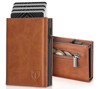 TENBST Portafoglio da uomo, porta carte con RFID e portafoglio sottile con tasca porta monete, spazio per 8 carte di credito, portafoglio da uomo, porta carte di credito, similpelle, marrone nero
