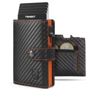 TENBST Portafoglio Uomo e Donna | Porta Carte di Credito 10 Carte | Slim Portacarte con RFID Protezione Anticlonazione | Porta Tessere con Portamonete e Scomparti Banconote - S