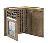 TENBST Portafoglio Uomo RFID Blocking Pelle con 13 Porta Carte di Credito, 1 Finestra ID & Slot per Foto, Portamonete, 2 Scomparti Banconote, Regalo Uomo - Marrone (Marrone)
