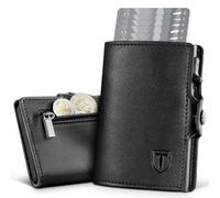 TENBST Portafoglio Uomo Slim in Pelle, Porta Carte di Credito Uomo Piccolo, Portacarte Uomo con Protezione RFID Anticlonazione, Porta Tessere Uomo con Portamonete, Regalo Uomo Scatola