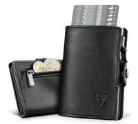 TENBST Portafoglio Uomo Slim, Porta Carte di Credito Uomo Piccolo, Portacarte Uomo con Protezione RFID Anticlonazione, Porta Tessere Uomo con Portamonete, Regalo Uomo Scatola