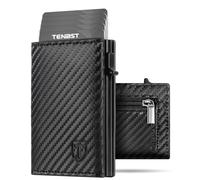 TENBST Portafoglio Uomo, Slim Porta Carte di Credito Uomo con RFID Anticlonazione, Portacarte Uomo Piccolo Magnetico, Porta Tessere con Portamonete e Contanti, Idea Regalo Uomo (Carbon Nero)