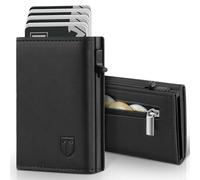 TENBST Portafoglio Uomo Slim, Portacarte in Pelle con Protezione RFID, Porta Carte di Credito Uomo Piccolo, Porta Tessere con Portamonete e Scomparti Banconote - Confezione Regalo