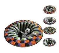 Tencipeda 3D Halloween Rug, 3D Rugs Optical Illusion Halloween Soft & Durable Halloween'S Area Rugs for Living Room (Skeleton,50cm)